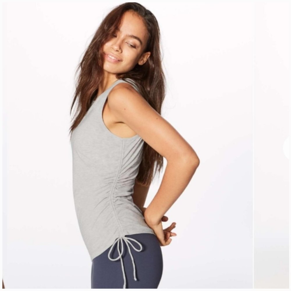 Lululemon Athletica Cinch It Tank side ruched heathered vapor gray gym yoga